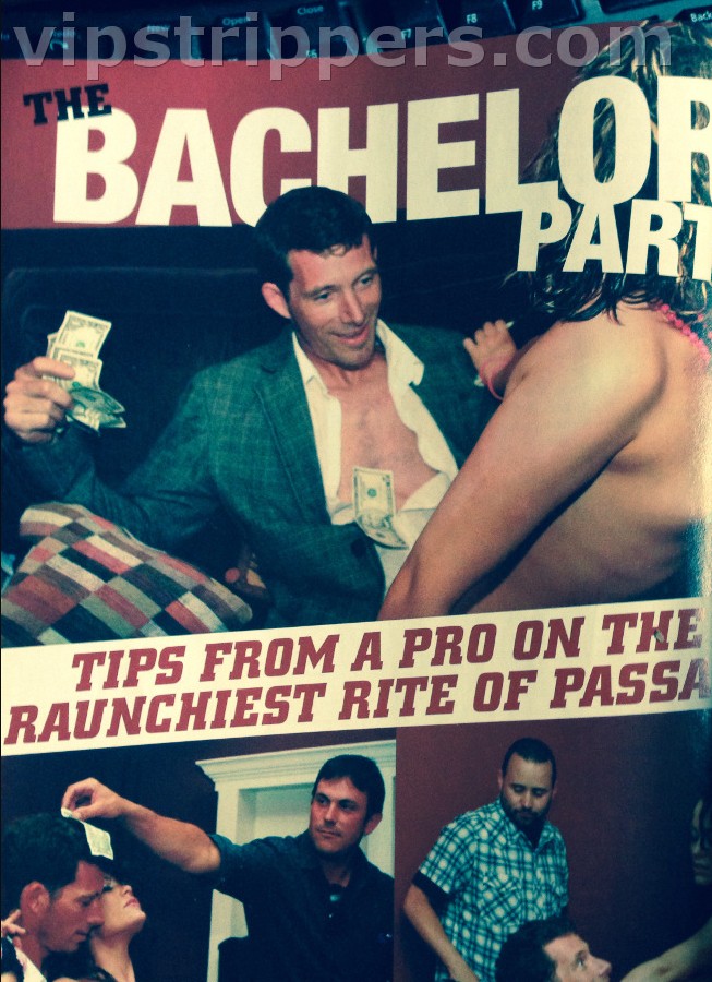 Hustler magazine June 2010 bachelor party article featuring VIP Entertainment Inc.