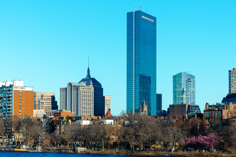 Stunning view of Boston's skyline featuring the iconic John Hancock Tower and modern architecture.